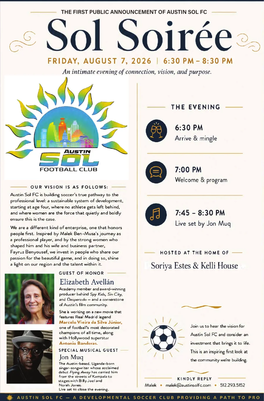Original Sol Soirée invitation for August 7, 2026
